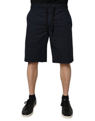 Men's Dark Blue Cotton Bermuda Sweatshorts Shorts Elastane