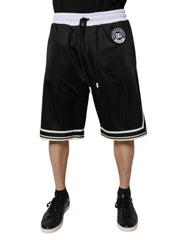 Men's Logo-Embroidered Sweatshorts Bermuda Shorts Black Polyester Bermudas