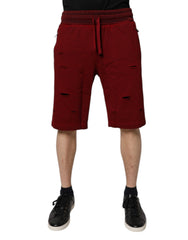 Men's Maroon Rip Style Bermuda Sweatshorts Shorts Cotton