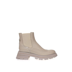 Women's Beige Leather Chelsea Boots