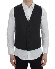 Men's Gray Striped Formal Vest Wool Clothing