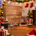 Juego de 4 Copas y Decantador de Whisky Personalizado con Nombre e Inicial para los Amantes del Whisky en Navidad