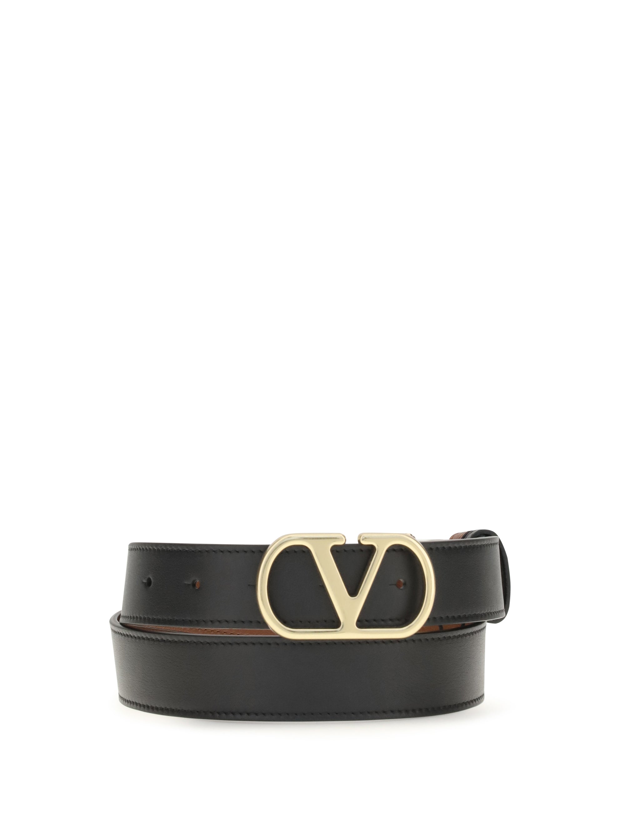 Valentino Garavani Reversible Calf Leather Belt — Black