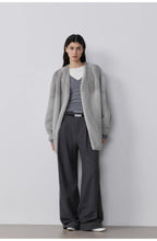 Commuting Rules Worsted Wool Blend Waistless Raw Edge Wide Leg Pants Slimming Scimitar Casual Pants