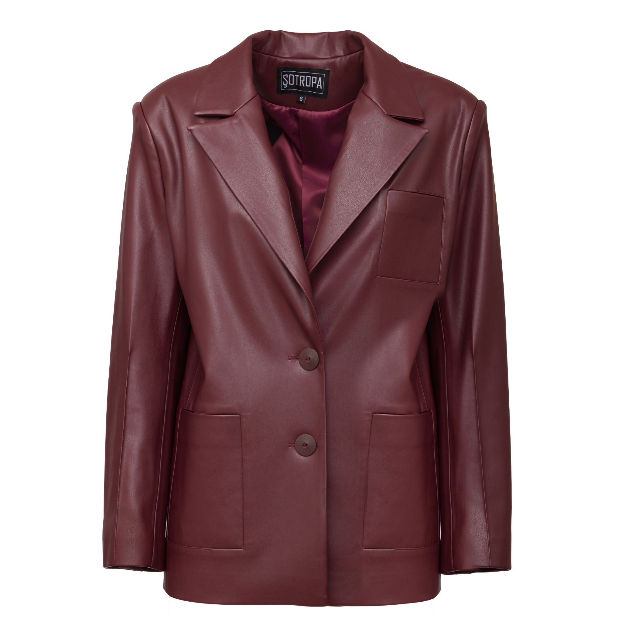 Eco Leather Blazer Burgundy | PR Sample