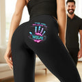Personalizado This Ass Belongs To Handprint Pattern Stretch Leggings Pantalones de Yoga con Nombre Daily Wear Regalo de Aniversario para Esposa Novia