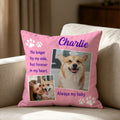Funda de cojín personalizada con nombre y texto para mascota, decoración del hogar, regalo conmemorativo para amantes de las mascotas.