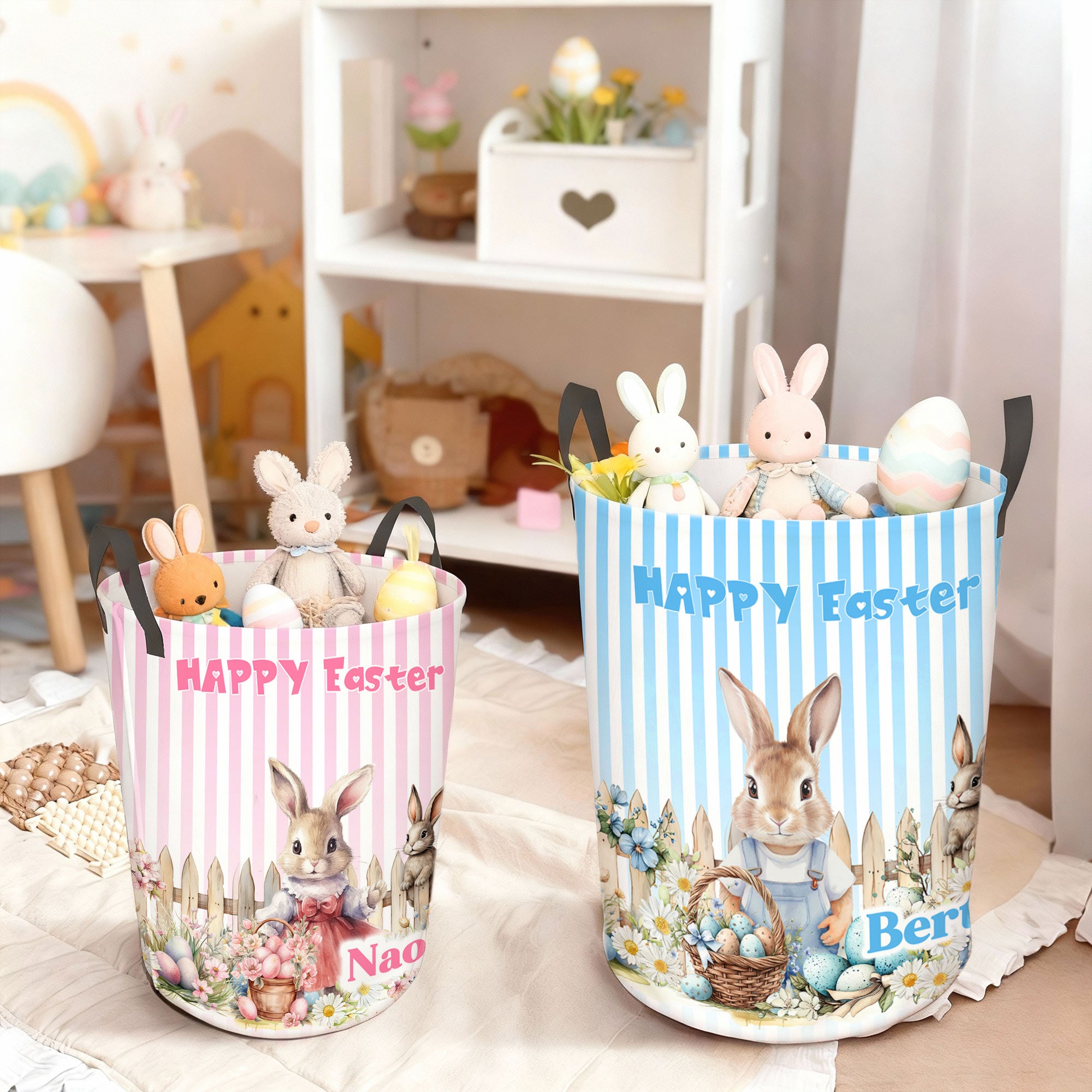Cesta de Pascua Personalizada Peter Rabbit con Nombre Regalo de Pascua para Recién Nacidos Niños