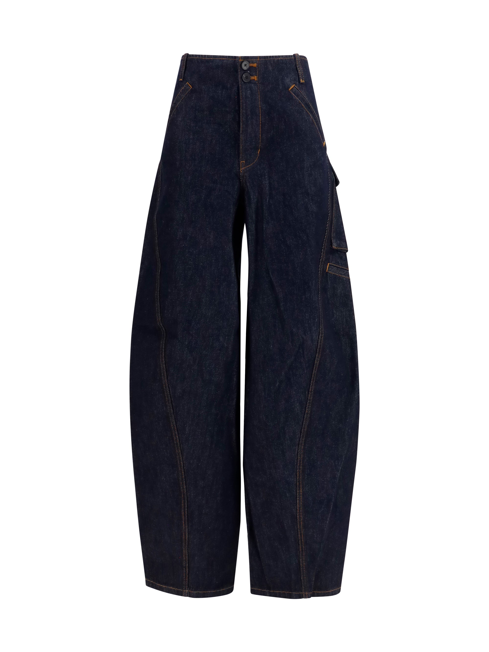 Self-Portrait Cargo Denim Jeans — Blue