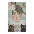 Whimsical Cat and Bird Collage Kitchen Towel
