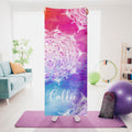 Toalla de Yoga Super Absorbente Personalizada Acuarela Flor de Loto Datura con Nombre y Bolsillo Accesorios Deportivos Regalo de Cumpleaños para Mujer
