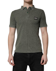 Men's Army Green Logo Plaque Cotton Polo Shirt T-Shirt
