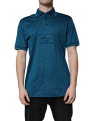 Blue Logo Cotton Men Polo Shirt T-Shirt