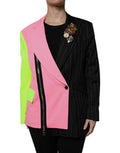 Women's Multicolor Patchwork Embellished Coat Jacket Clothing