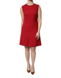 Women's Red Wool Sleeveless Knee Length A-Line Dress
