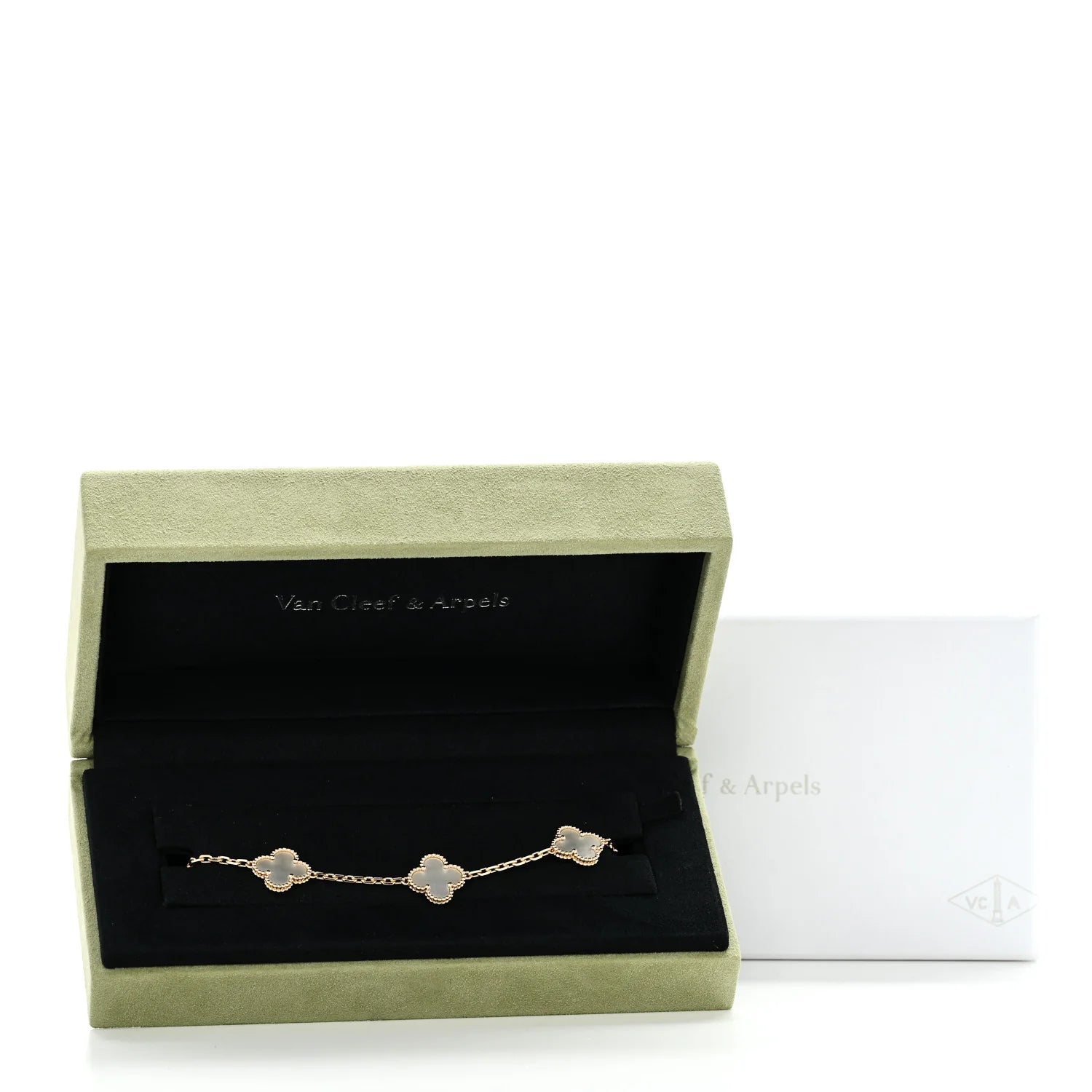 Van Cleef & Arpels 18K Yellow Gold Mother of Pearl 5 Motifs Vintage Alhambra Bracelet
