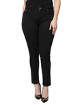 Women's Black Cotton High Waist Skinny Denim Jeans Elastane Clothing