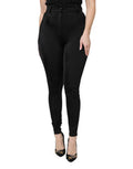 Women's Black Nylon High Waist Slim Fit Pants Elastane