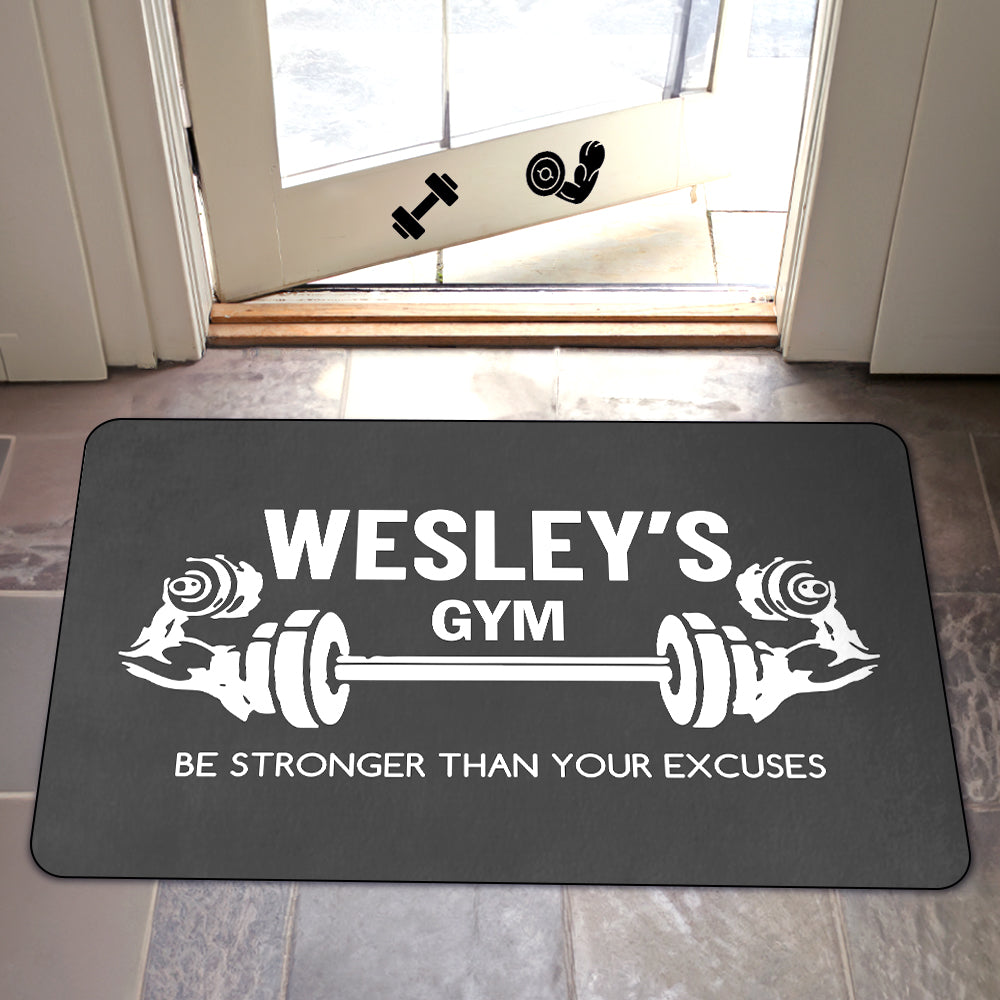Felpudo de Gimnasio Personalizado con Mancuernas y Nombre Decoración de Gimnasio Regalo de Aniversario Cumpleaños para Hombres Entusiastas del Fitness