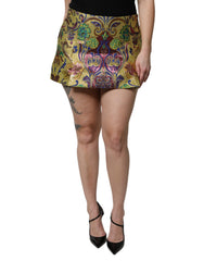 Women's Multicolor Floral Jacquard Mid Waist Mini Skirt