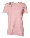 Women's Pink Logo Print Cotton Crew Neck T-Shirt