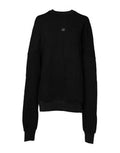 Women's Black Cotton Crew Neck Sweatshirt Sweater Clothing