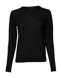 Women's Virgin Wool Crew Neck Sweater Black