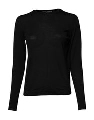 Women's Virgin Wool Crew Neck Sweater Black
