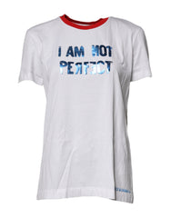 Women's White Graphic Print Cotton Crew Neck T-Shirt