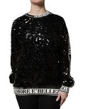Women's Sequin-Embellished Sweatshirt Black Polyester Sweatshirts