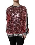 Women's Sequin-Embellished Sweatshirt Pink Polyester Sweatshirts