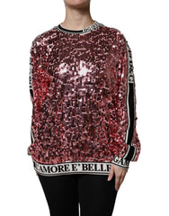 Women's Sequin-Embellished Sweatshirt Pink Polyester Sweatshirts