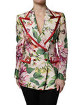 Women's Multicolor Floral Double Breasted Jacket Silk Elastane Clothing