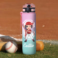 Botella de agua personalizada con nombre y marcador de tiempo para los amantes del béisbol y el deporte Regalo de cumpleaños para los amantes del deporte