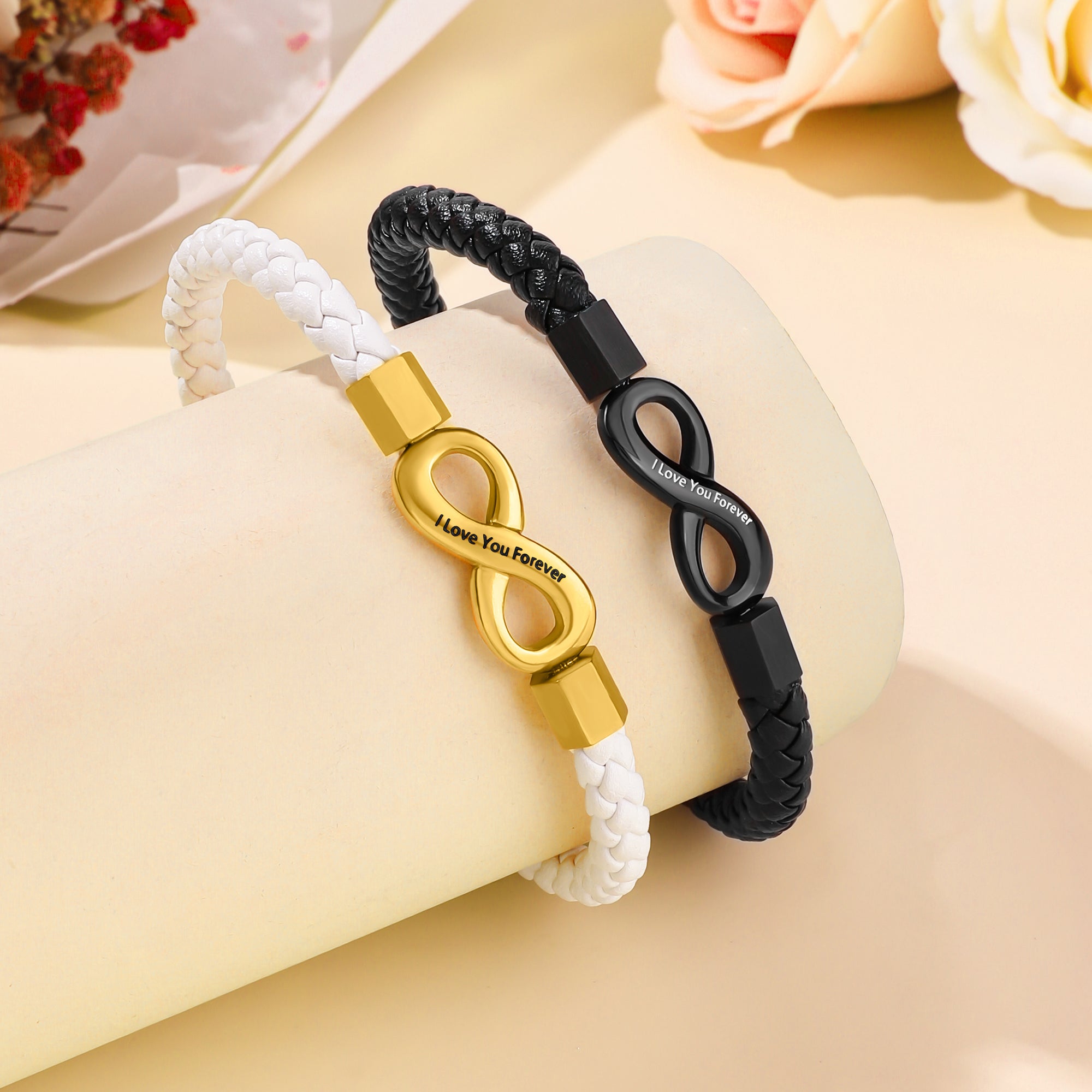 Personalizado Amor Infinito Impermeable PU Pulsera de cuero a juego con el texto Aniversario Cumpleaños Regalo para Pareja Amante