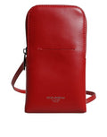 Men's Red Leather Purse Phone Sling Crossbody Neck Strap Bag