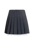 Self-Portrait Pleated Wool & Polyamide Mini Skirt — Gray