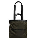 Men's Nylon & Calf Leather Tote Green Polyamide
