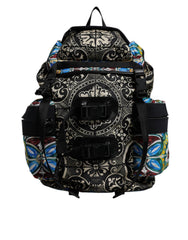 Men's Maiolica Print Nylon Backpack Multicolor Polyamide Leather