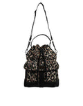 Men's Multicolor Leopard Cotton Shoulder Bucket Bag