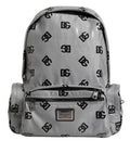 Men's Logo-Printed Backpack Gray Polyester Cotton Calf