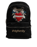Men's Black Nylon #dgfamily Embellished Backpack Vulcano Bag Pa Vit Ny Pc