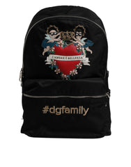 Men's Black Nylon #dgfamily Embellished Backpack Vulcano Bag Pa Vit Ny Pc