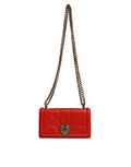 Women's Red Quilted Devotion Crossbody Chain Phone Cover Bag Lamb Leather