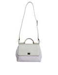 Women's White Rafia Leather Top Handle Crossbody Bag
