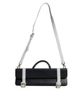 Women's Blue White Calfskin Leather Crossbody Shoulder Bag And Cotton