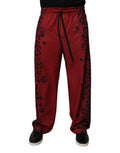 Men's Leopard-Print Polyester Joggers Red