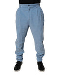 Men's Light Blue Corduroy Cotton Skinny Denim Jeans Clothing
