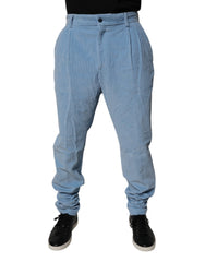 Men's Light Blue Corduroy Cotton Skinny Denim Jeans Clothing