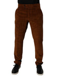 Men's Dark Brown Corduroy Cotton Skinny Denim Jeans Clothing